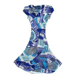 KOMAROV crinkle Dress Purple Blue‎ Green Peacock Dress XS